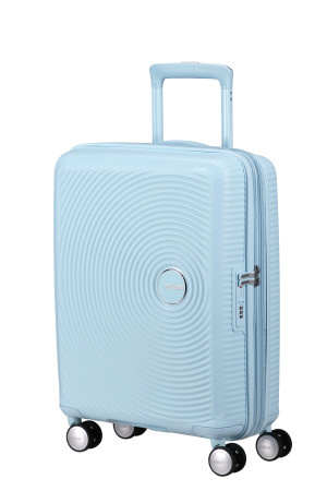 Walizka kabinowa American Tourister Soundbox 55cm powiększana niebieska jasna